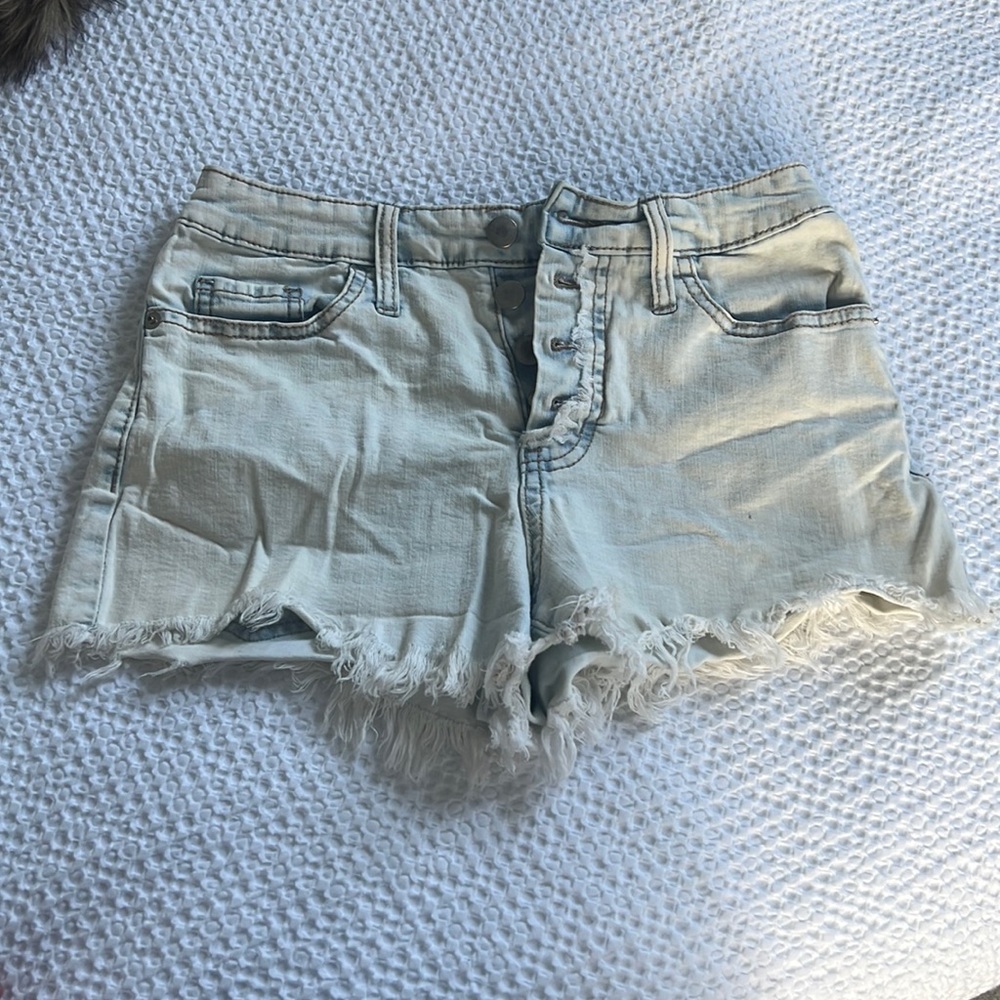 Acid wash denim shorts